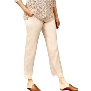 J. Jill Linen Stretch Ecru / Beige Pants Size Large High Rise Pull On Pants